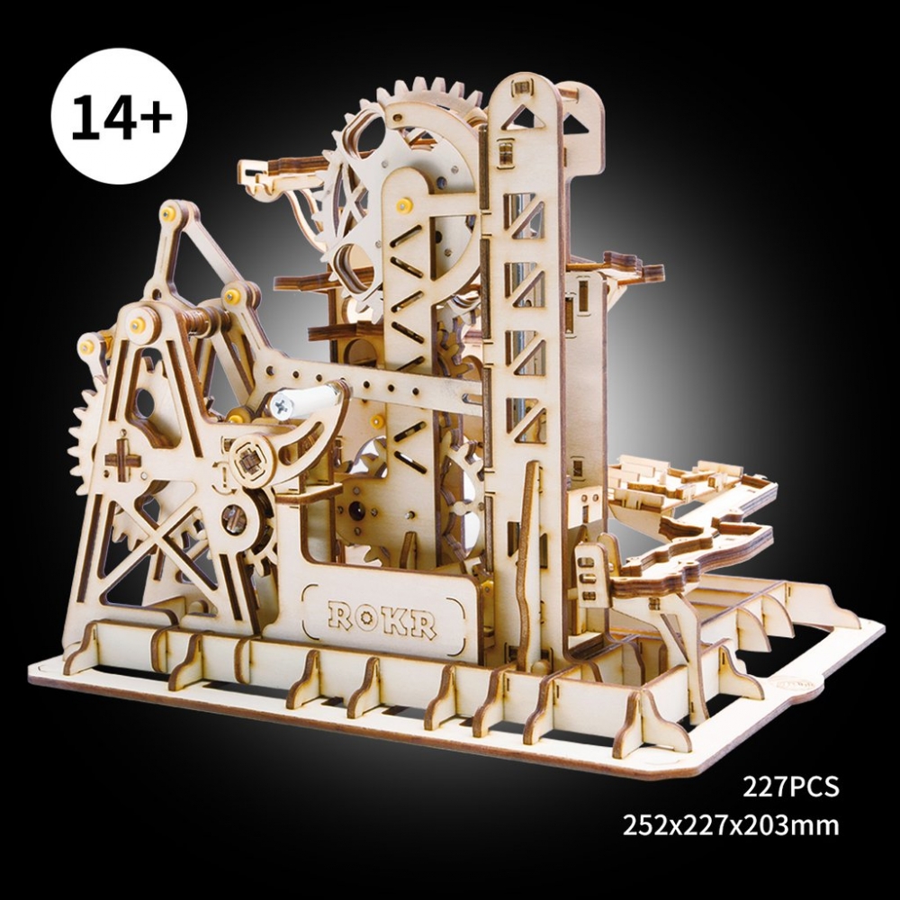 3d wooden puzzle - marble run tower coaster